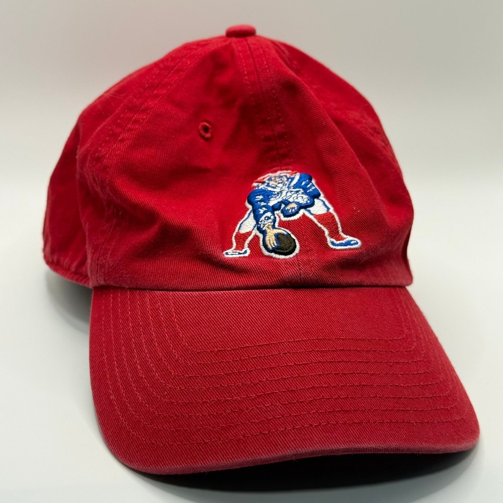 47 Brand New England Patriots Hat Red Throwback Pat Patriot Logo Adjustable Cap